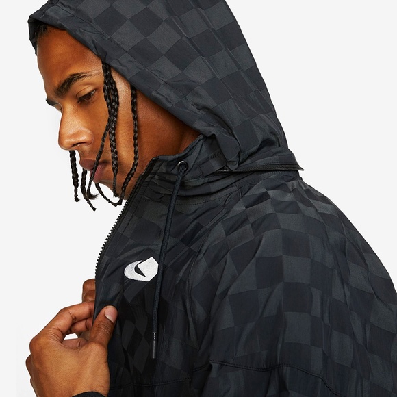 Nike Sportswear NSW Check Windrunner Jacket AR1958-010 (Black) - Picture 3 of 4